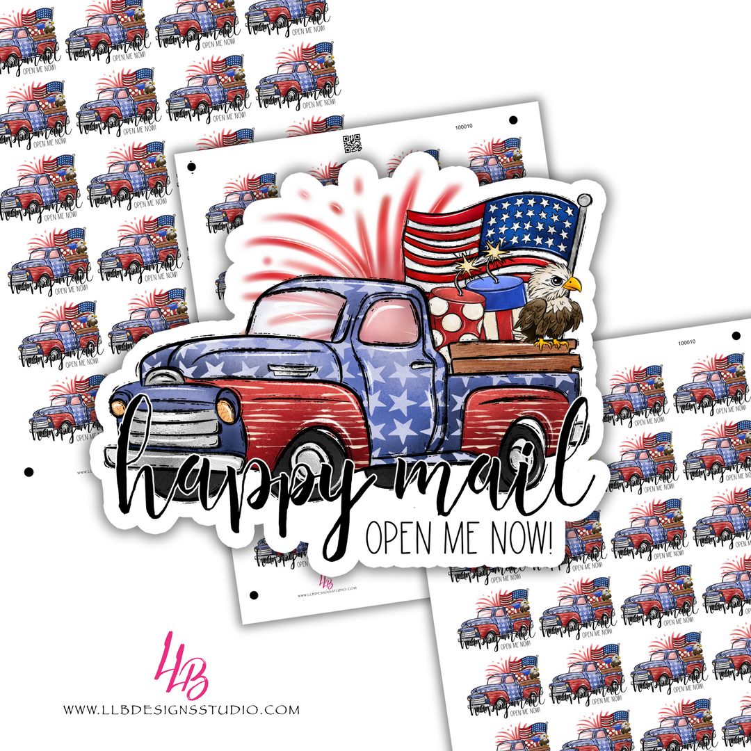 USA Happy Mail Open Me Already, Business Branding, Small Shop Stickers , Sticker #: S0614, Ready To Ship
