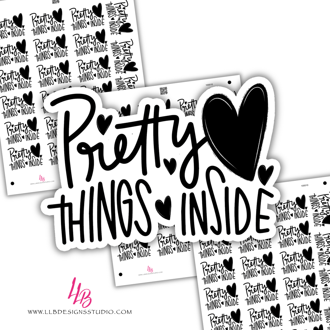 Foiled Sticker - Pretty Things Inside PACKAGING STICKERS, BUSINESS BRANDING, SMALL SHOP STICKERS , STICKER #: S0617