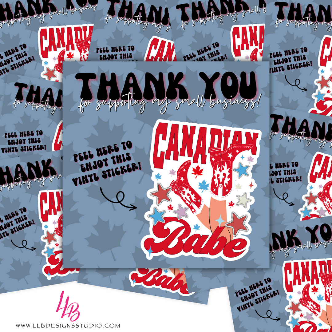 Canadian Babe - Vinyl Peel Off Stickers, Package Fillers, Business Branding, Small Shop Vinyl, Tumbler Decal, Laptop Sticker, Window Sticker,