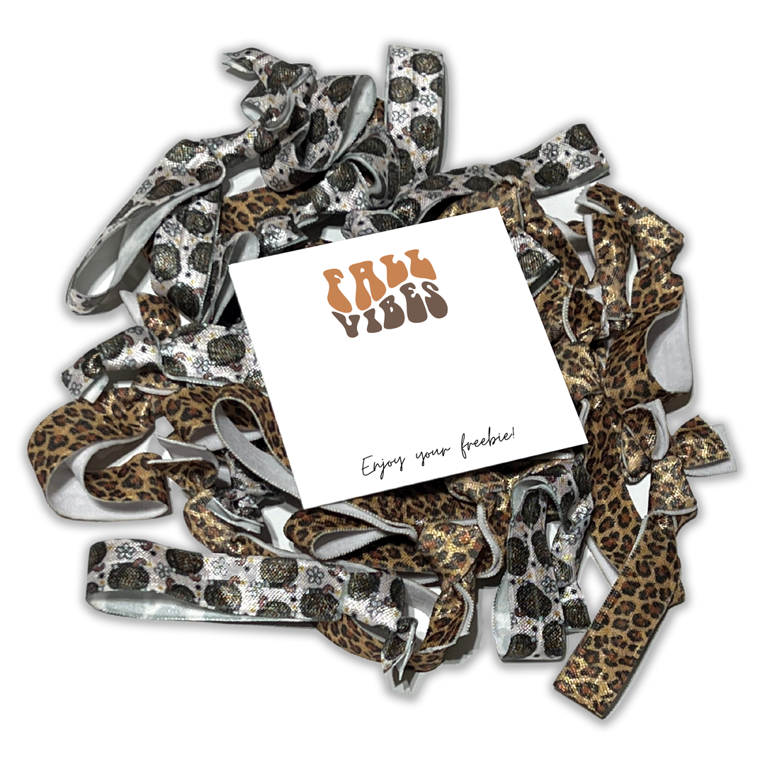Groovy Pumpkin Cheetah Mix Pack Of Hair Ties + Fall Vibes Hair Tie Card