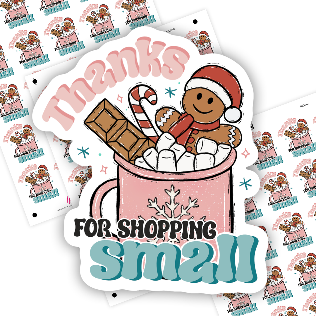 Thanks For Shopping Small Holiday Cheer Business Branding, Small Shop Stickers , Sticker #: S0660, Ready To Ship