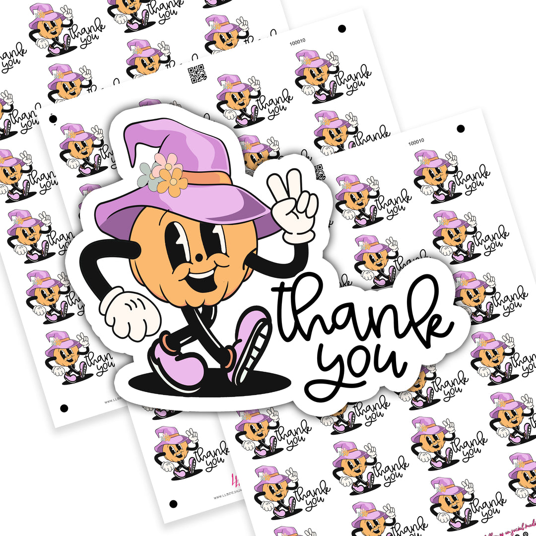 Pumpkin Thank You, Business Branding, Small Shop Stickers , Sticker #: S0641, Ready To Ship