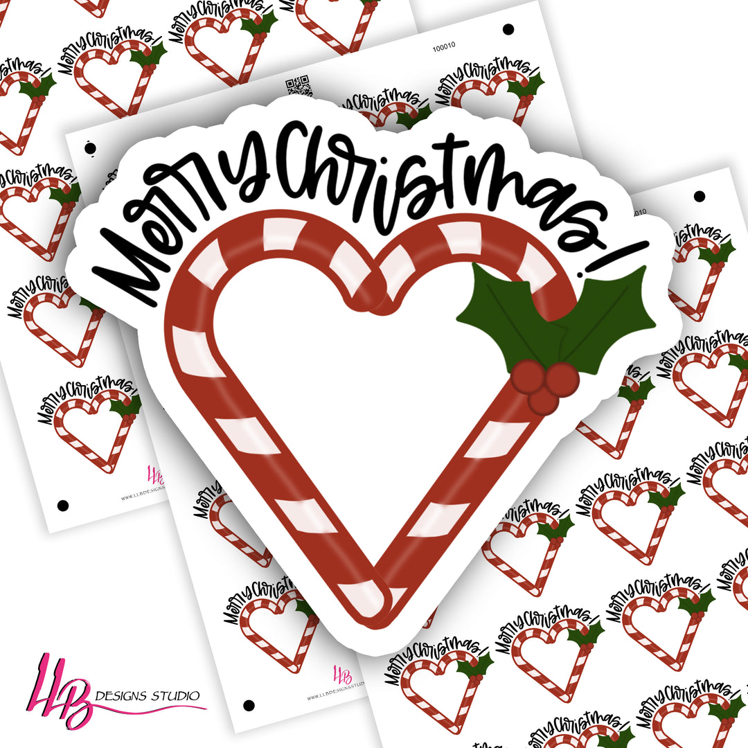 Candy Cane Heart - Business Branding, Small Shop Stickers , Sticker #: S0653, Ready To Ship
