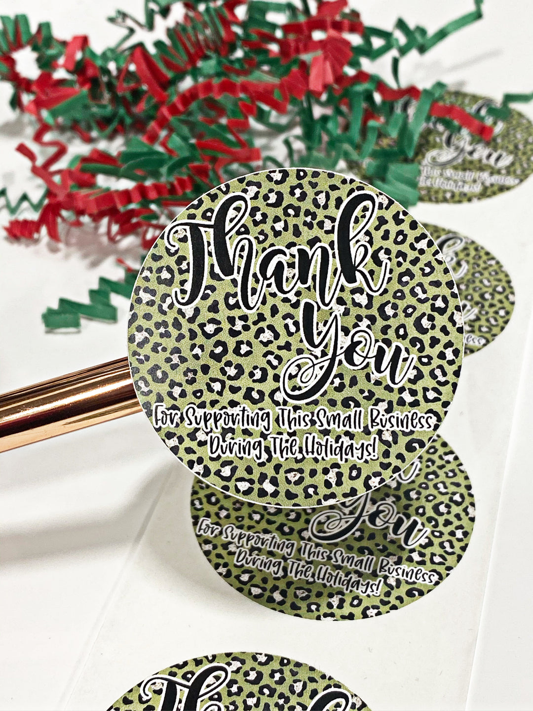 Thank You For Shopping Small Cheetah Rolled Stickers | Packaging Stickers | Business Branding | Small Shop Stickers | Sticker #: S0116 | Ready To Ship
