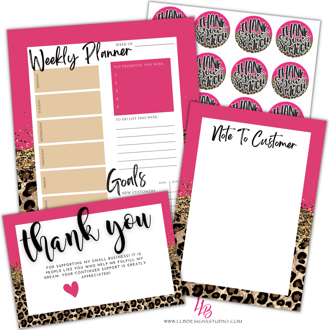 NON-Custom Taco Tuesday - Pink Cheetah Business Bundle Notepad Set