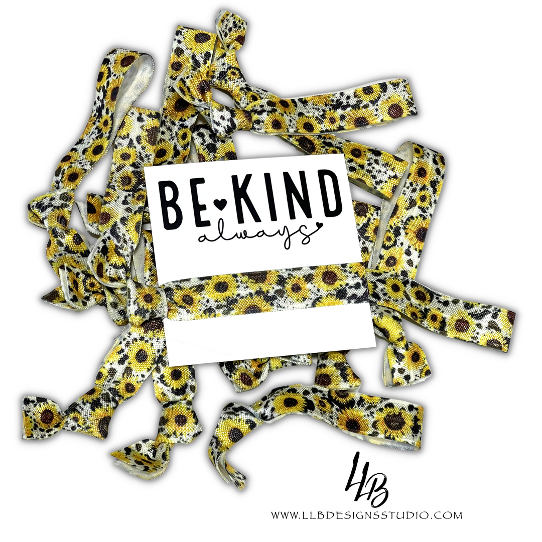 Sunflower Cow Mix Pack Of Hair Ties + Be Kind Hair Tie Card