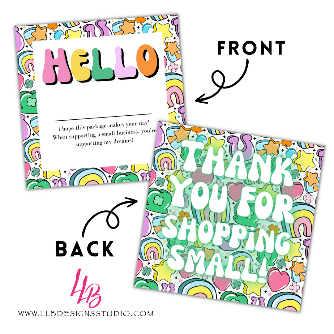 Packaging Insert | Lucky Charm Thank You | SIZE 3 X 3 INCHES | Card Number: TY84 | Ready To Ship