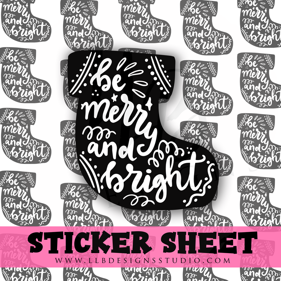 BW Be Merry and Bright | Packaging Stickers | Business Branding | Small Shop Stickers | Sticker #: S0257 | Ready To Ship