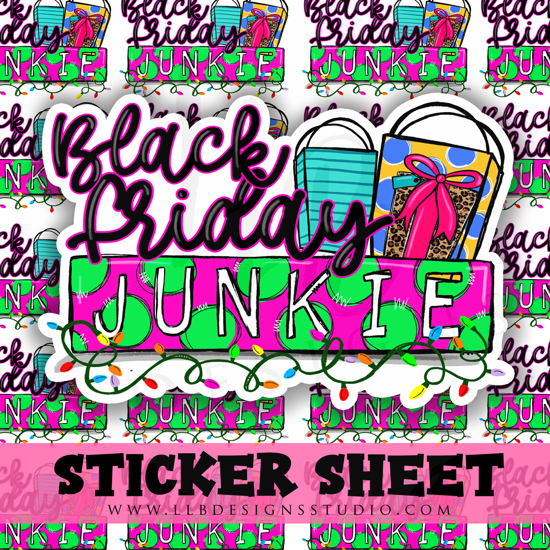 Black Friday Junkie | Packaging Stickers | Business Branding | Small Shop Stickers | Sticker #: S0284 | Ready To Ship