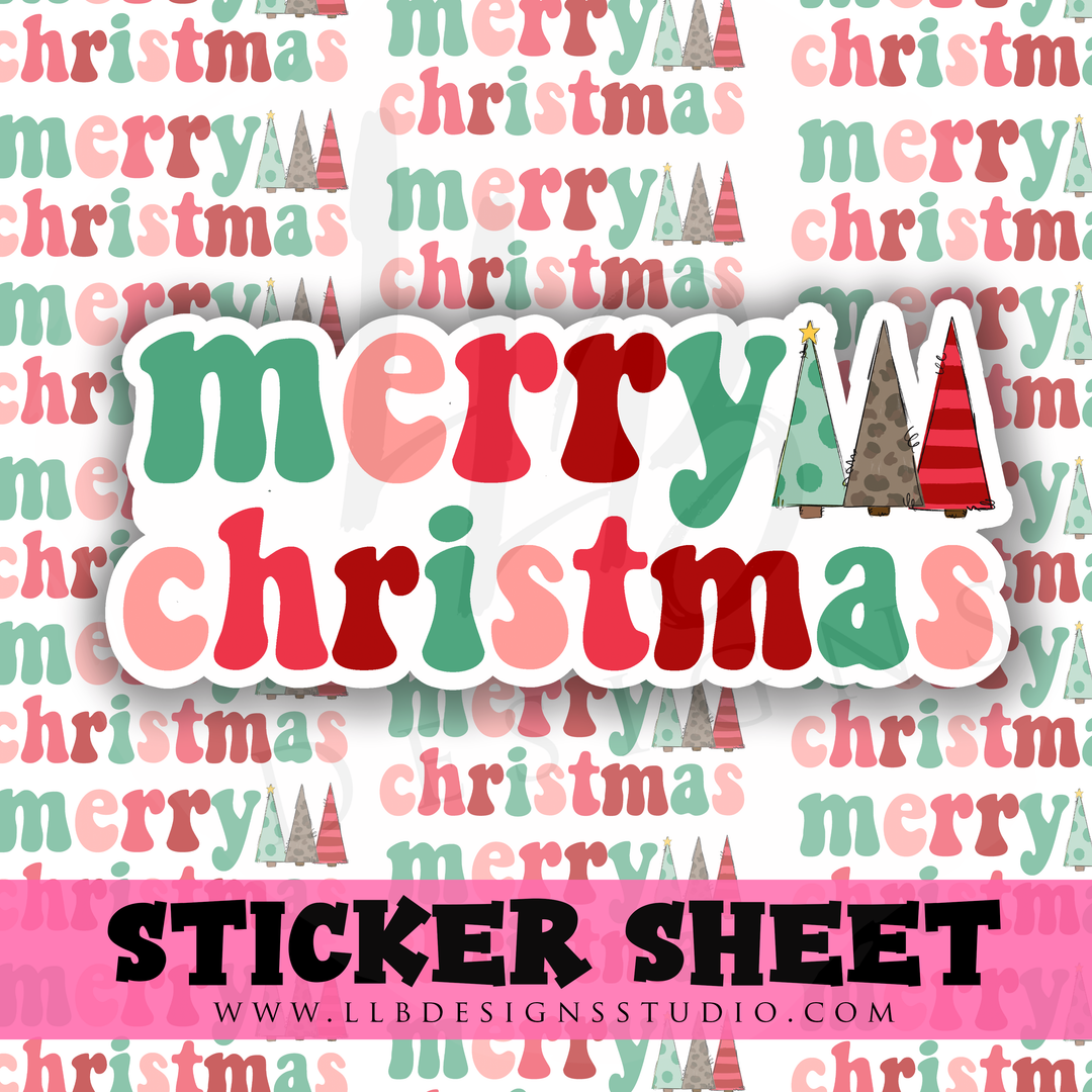 Bright Merry Christmas Tree | Packaging Stickers | Business Branding | Small Shop Stickers | Sticker #: S0256 | Ready To Ship