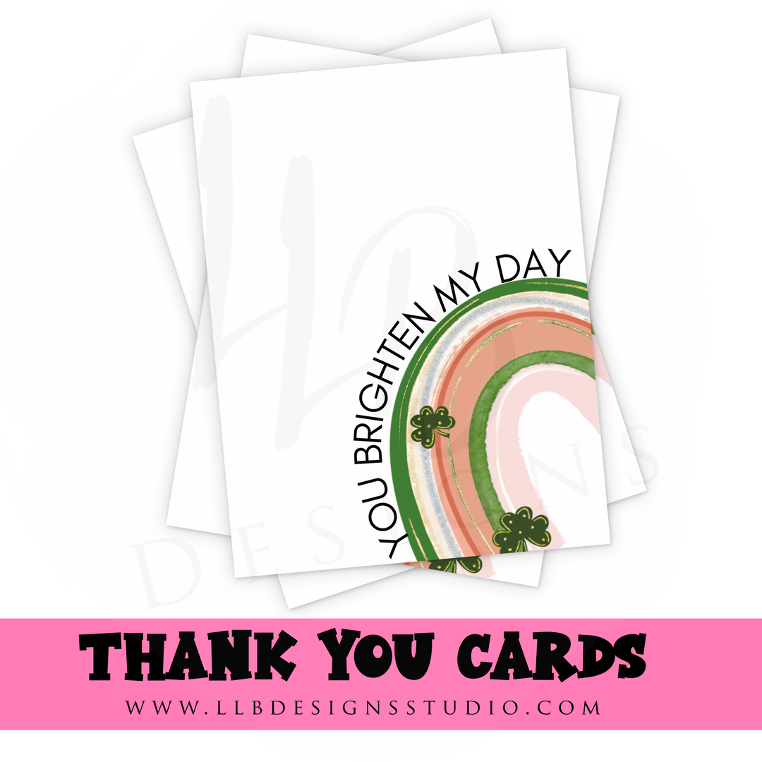 Packaging Insert | You Brighten My Day | Shamrock Rainbow | SIZE 3 X 4 INCHES | Card Number: TY31 | Ready To Ship