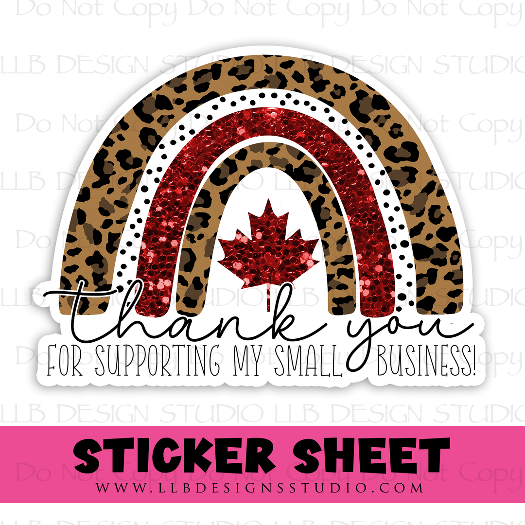 Canada Rainbow Thank You | Packaging Stickers | Business Branding | Small Shop Stickers | Sticker #: S0398 | Ready To Ship