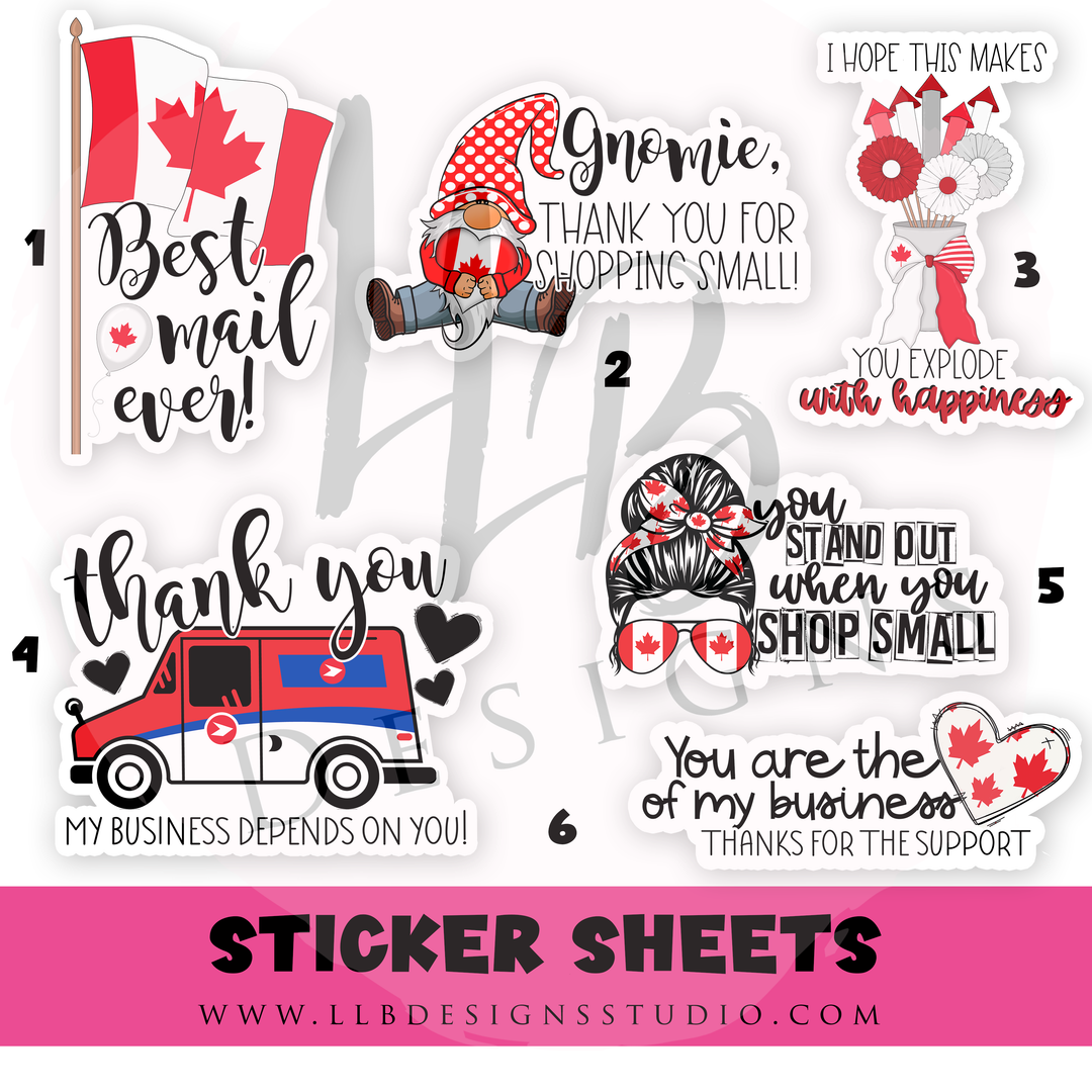 Canada Stickers Lady Boss Box Stickers - Pick Your Sticker Sheet | Packaging Stickers | Business Branding | Small Shop Stickers | | Ready To Ship