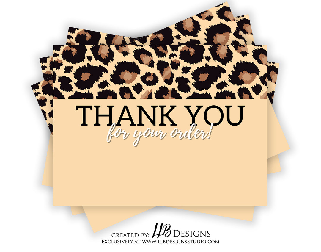 Packaging Insert | Thank You For Your Order Cheetah | SIZE 4 X 3 INCHES | Card Number: TY69 | Ready To Ship