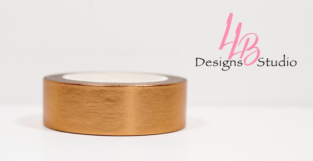 Washi Tape Rolls | Solid Copper Gold Foil | Washi Tape Size: 15mm x 10mm | SKU # WT0008