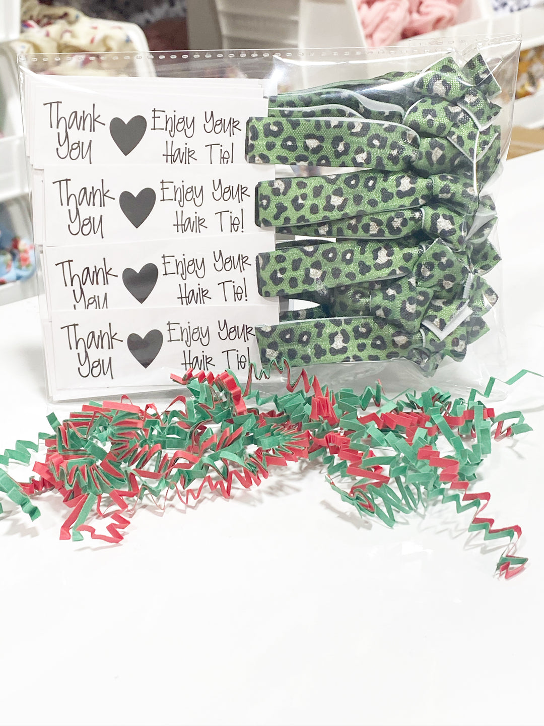 Green Green Hair Ties & Enjoy Hair Tie Mini Cards l Mini Hair Tie Card | 25 Hair Ties + Cards | SKU: HM48