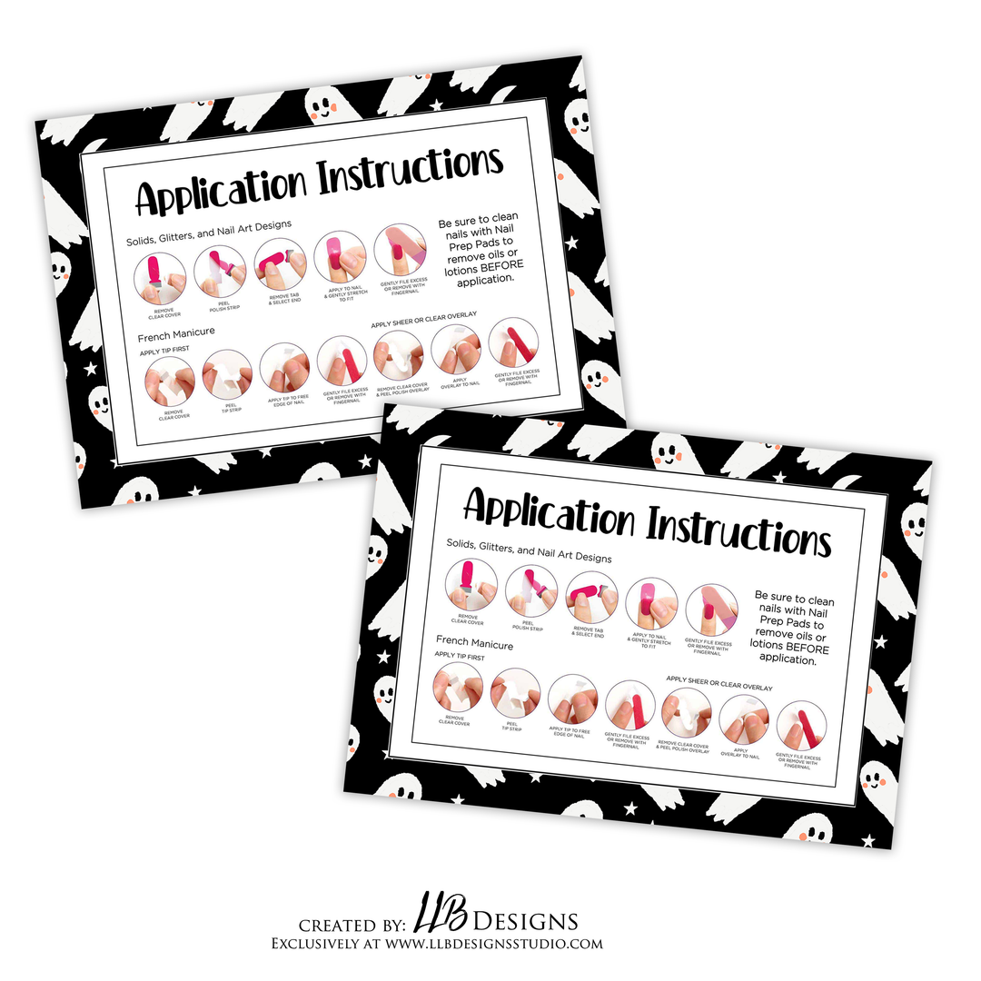 Application Instruction Cards | How To Apply Color Street Nails | Ghost Theme