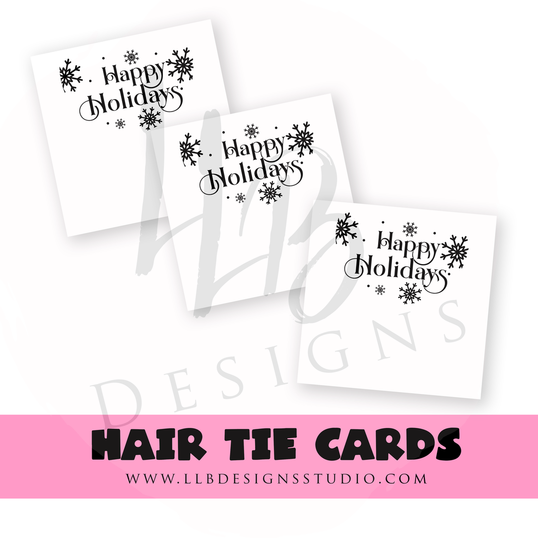 HAIR TIE CARDS ONLY! | Happy Holidays Black and White | 10 or 25 Cards |