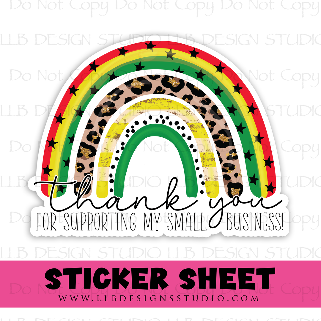 Juneteenth Rainbow Thank You | Packaging Stickers | Business Branding | Small Shop Stickers | Sticker #: S0400 | Ready To Ship
