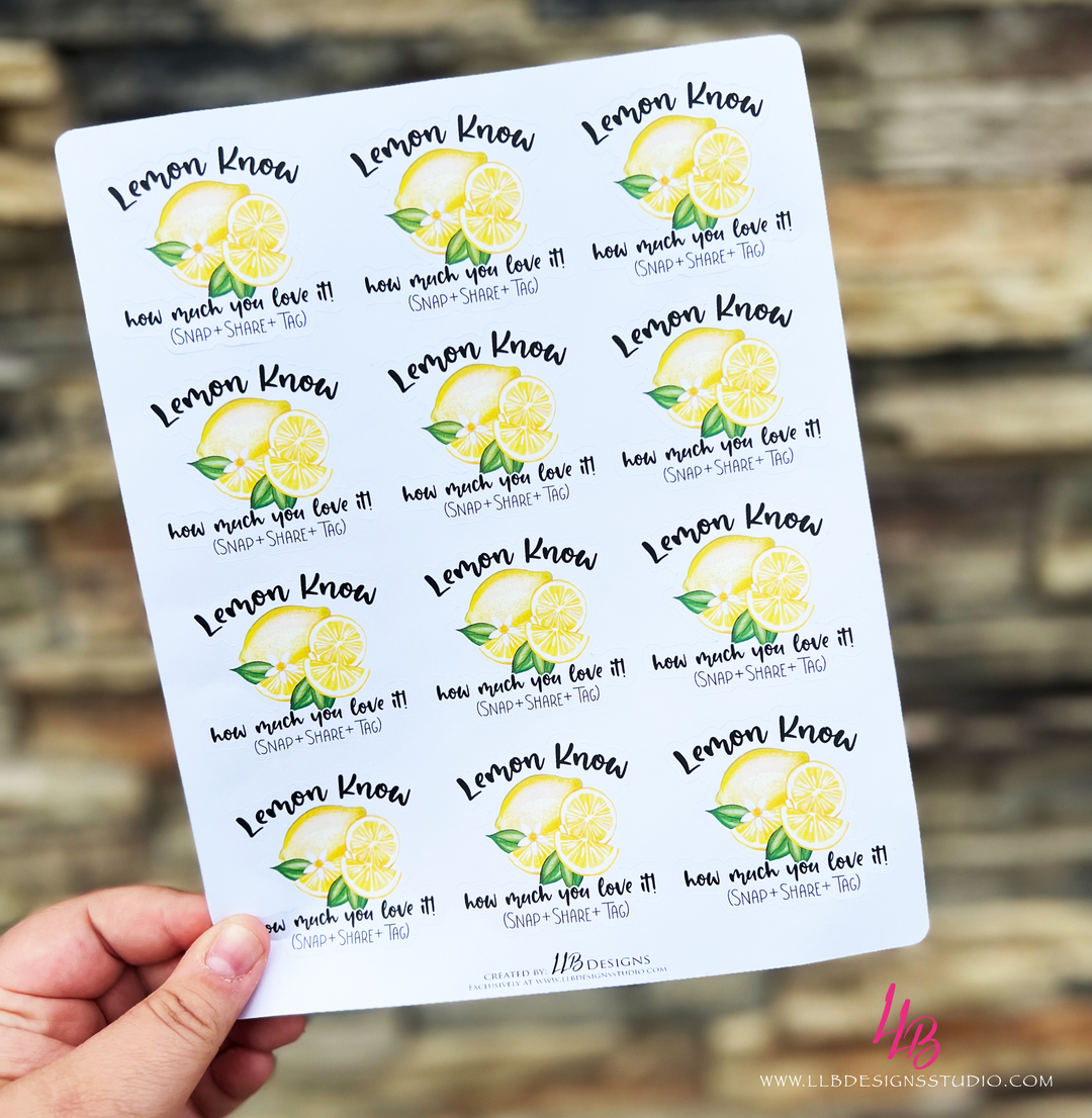 Lemon Know How Much You Love It | Packaging Stickers | Business Branding | Small Shop Stickers | Sticker #: S0413 | Ready To Ship