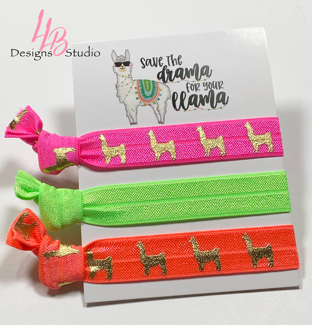 Llama Theme Hair Ties+ Cards | Trio Packs