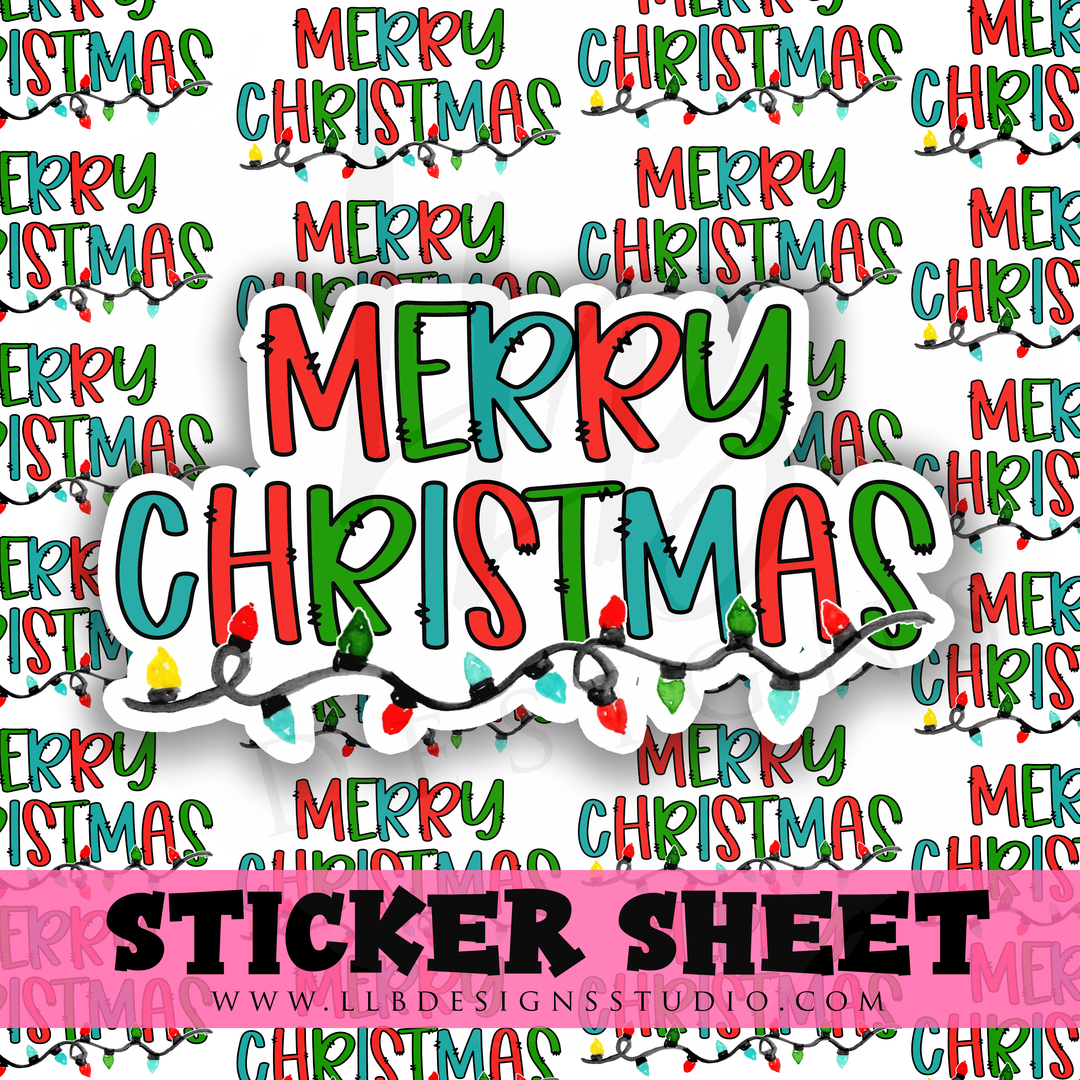 Merry Christmas Lights | Packaging Stickers | Business Branding | Small Shop Stickers | Sticker #: S0269 | Ready To Ship
