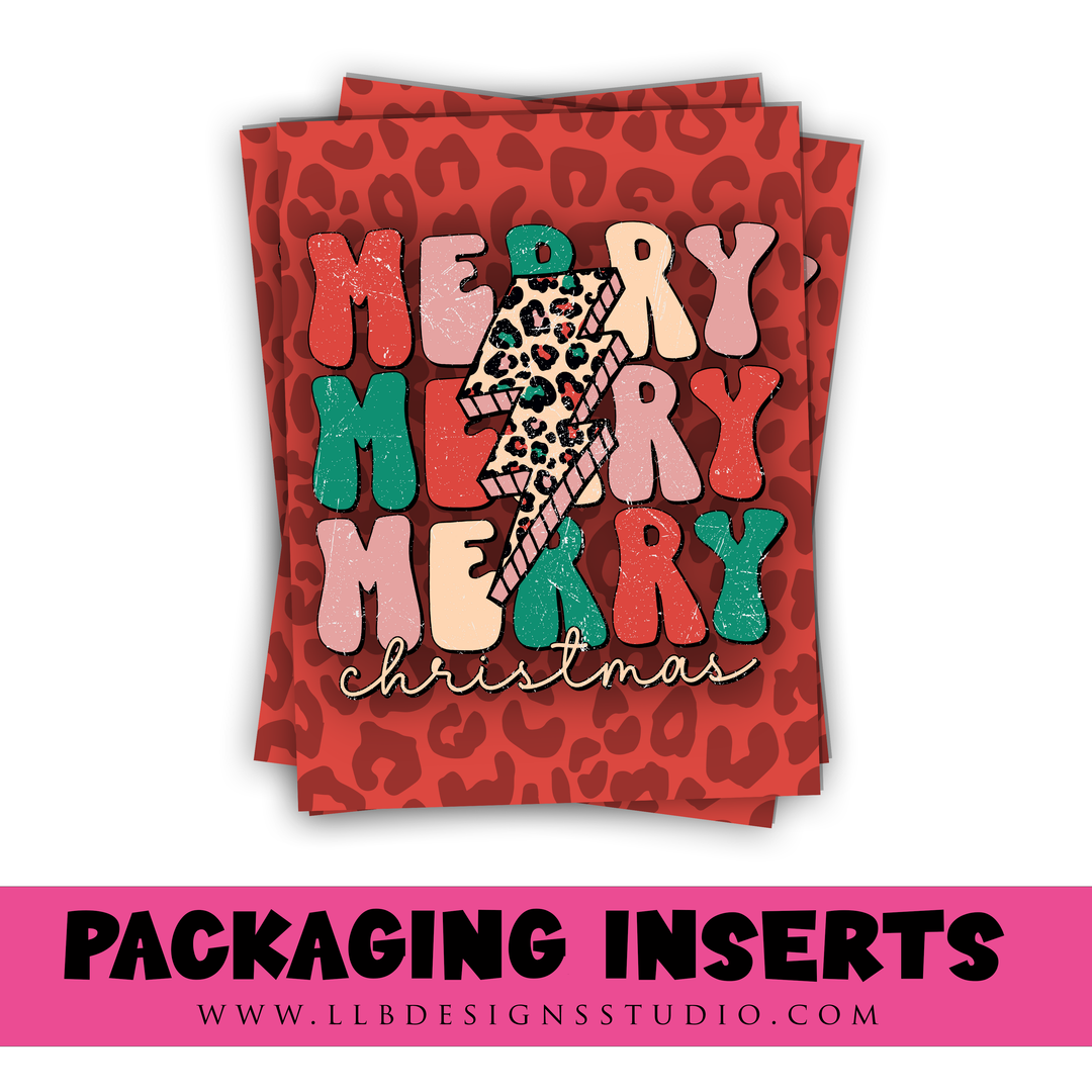 Packaging Insert | Merry Christmas Leopard | SIZE 4 X 3 INCHES | Card Number: TY61 | Ready To Ship