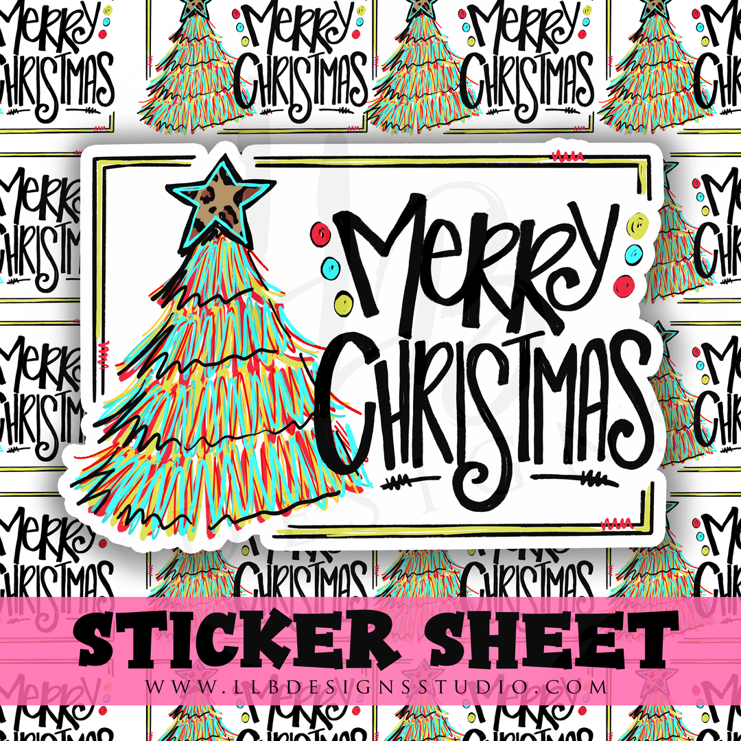 Neon Christmas Tree | Packaging Stickers | Business Branding | Small Shop Stickers | Sticker #: S0270 | Ready To Ship