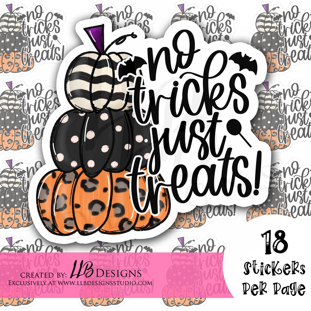 No Tricks Just Treats Pumpkins | Packaging Stickers | Business Branding | Small Shop Stickers | Sticker #: S0235 | Ready To Ship
