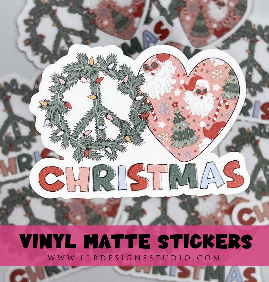 Peace Love Christmas | Package Fillers | Business Branding | Small Shop Stickers | Vinyl Sticker #: V0012 | Ready To Ship
