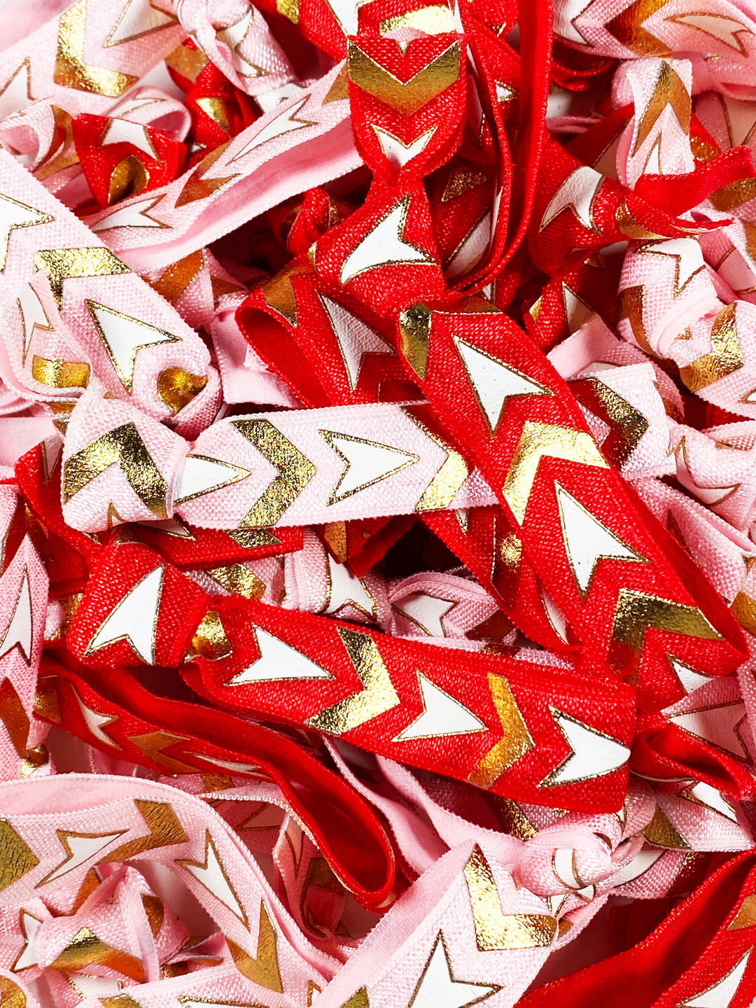 Light Pink and Red Mix Gold Foil Arrow Hair Ties