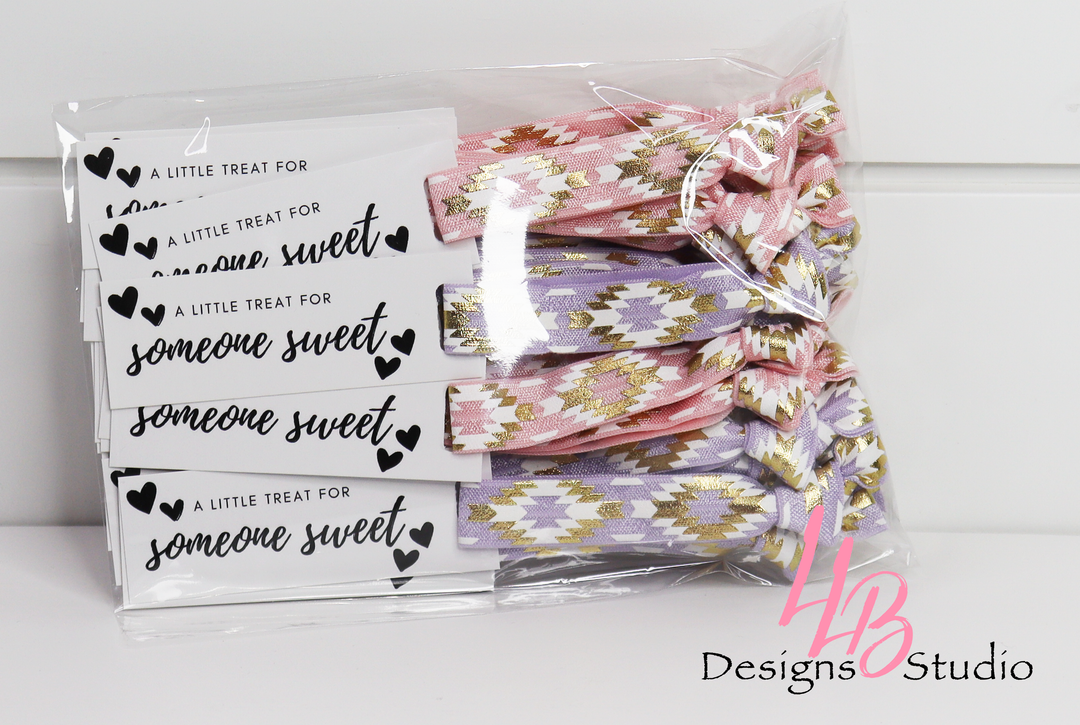Pink & Purple Aztec Hair Ties and A Little Treat For Someone Sweet Mini Cards l Mini Hair Tie Card | 25 Hair Ties + Cards | SKU: HM56
