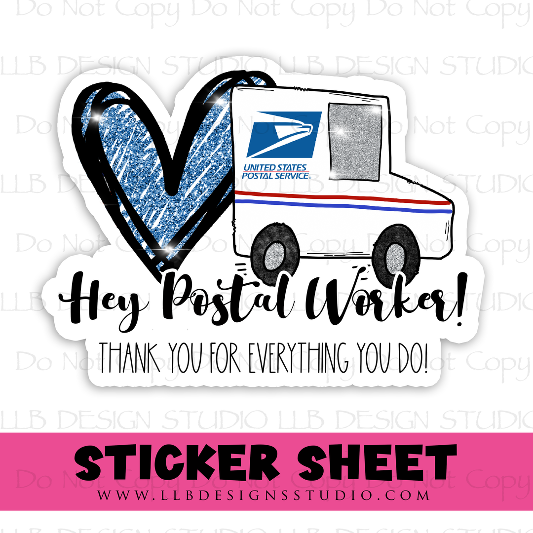 Hey Postal Worker | Packaging Stickers | Business Branding | Small Shop Stickers | Sticker #: S0382 | Ready To Ship