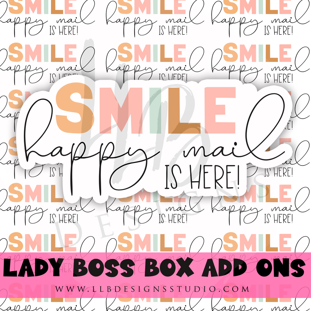 Smile Happy Mail Is Here | Packaging Stickers | Business Branding | Small Shop Stickers | Sticker #: S0377 | Ready To Ship