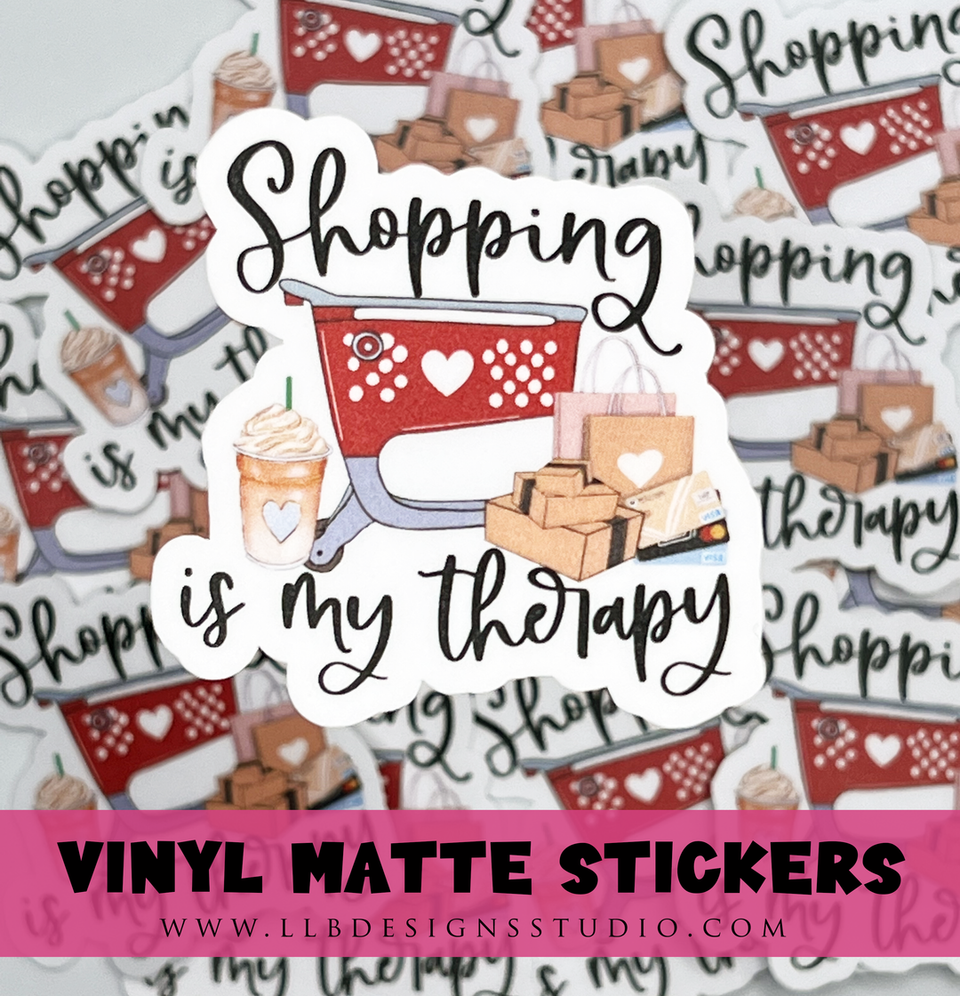 Shopping Is My Therapy | Package Fillers | Business Branding | Small Shop Stickers | Vinyl Sticker #: V0013 | Ready To Ship