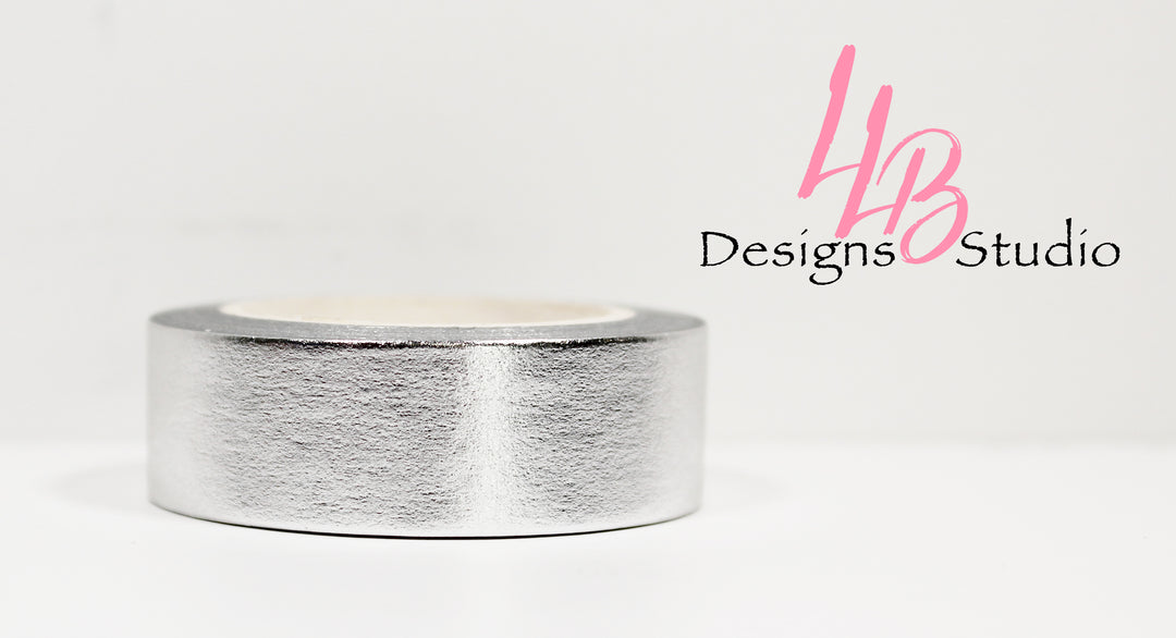 Washi Tape Rolls | Solid Silver Foil | Washi Tape Size: 15mm x 10mm | SKU # WT0011