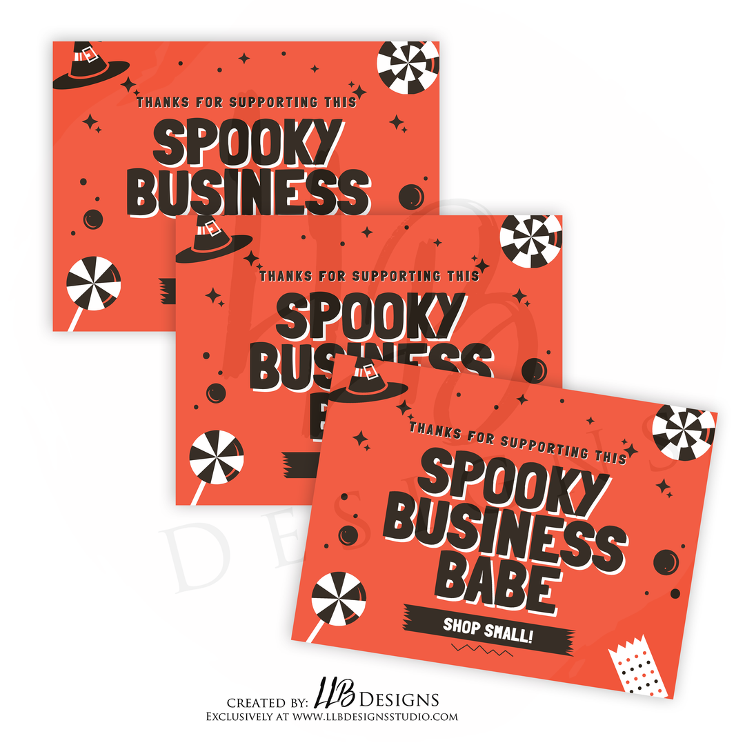 Packaging Insert | Spooky Business Babe | SIZE 4 X 3 INCHES | Card Number: TY030 | Ready To Ship