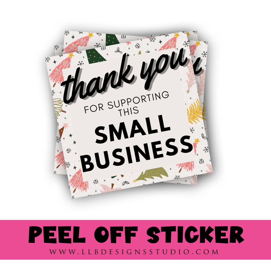 Christmas Tree - Thank You Support | Peel Back Matte Laminate Stickers | Thank You Stickers | Sticker #: 2S012 | Ready To Ship