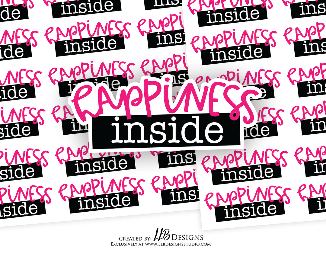 Happiness Inside | Packaging Stickers | Business Branding | Small Shop Stickers | Sticker #: S0183 | Ready To Ship