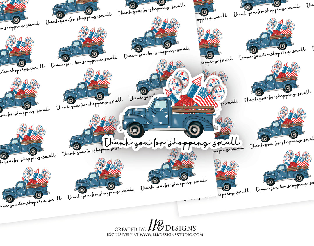 Thank You July Truck | Packaging Stickers | Business Branding | Small Shop Stickers | Sticker #: S0178 | Ready To Ship