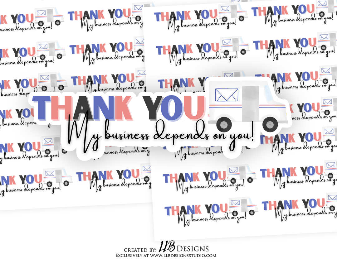 Thank You USPS My Business Depends | Packaging Stickers | Business Branding | Small Shop Stickers | Sticker #: S0188 | Ready To Ship