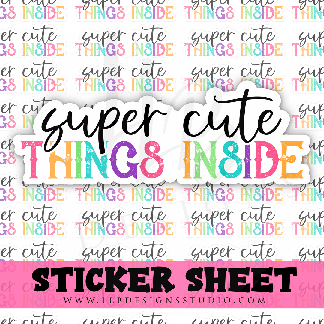 Colorful Letters Super Cute Things Inside | Packaging Stickers | Business Branding | Small Shop Stickers | Sticker #: S0361 | Ready To Ship