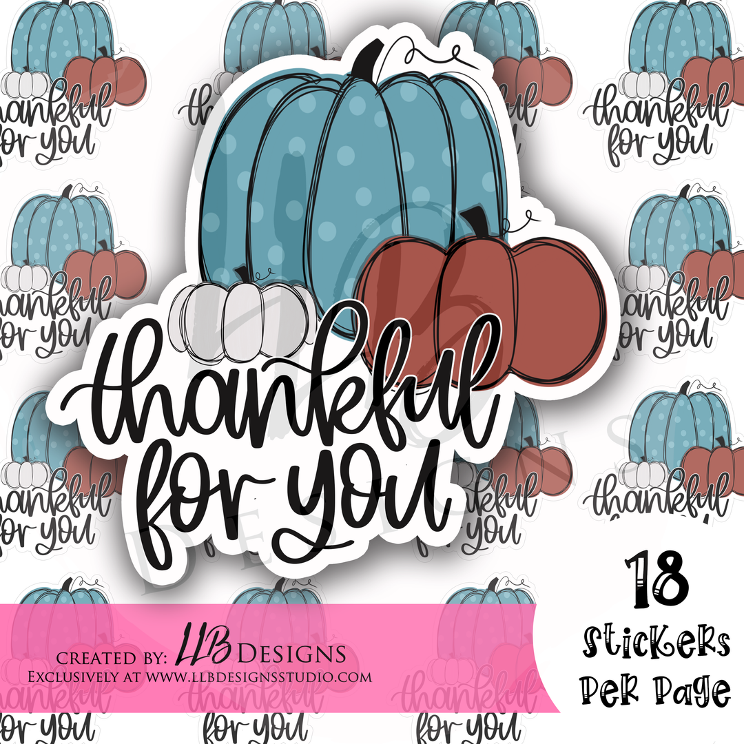Teal Wine Pumpkins - ThankFul For You | Packaging Stickers | Business Branding | Small Shop Stickers | Sticker #: S0223 | Ready To Ship