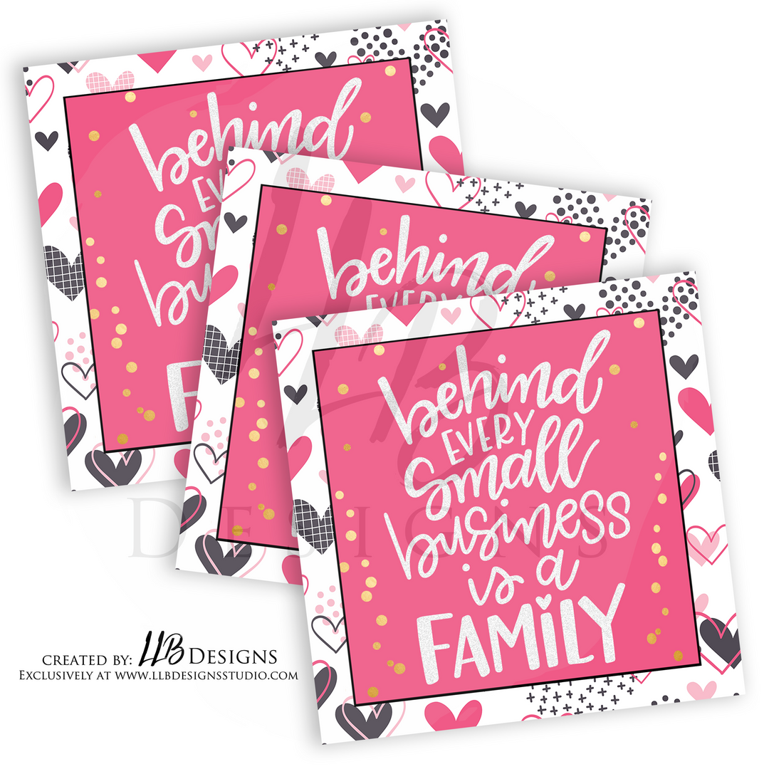 Packaging Insert | Pink Hearts Card | SIZE 3 X 3 INCHES | Card Number: TY19 | Ready To Ship