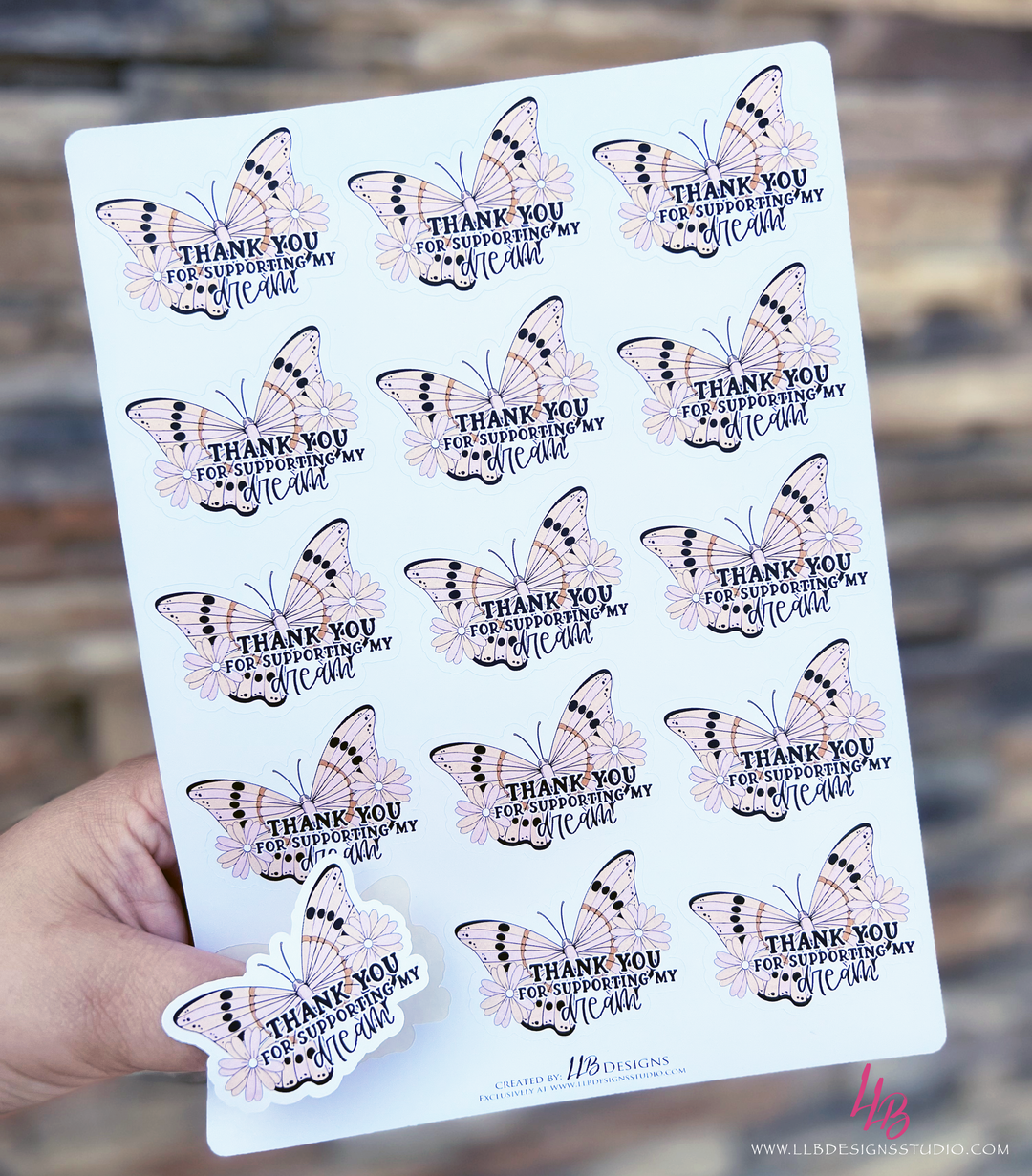 Thank You For Supporting My Dreams | Packaging Stickers | Business Branding | Small Shop Stickers | Sticker #: S0426 | Ready To Ship