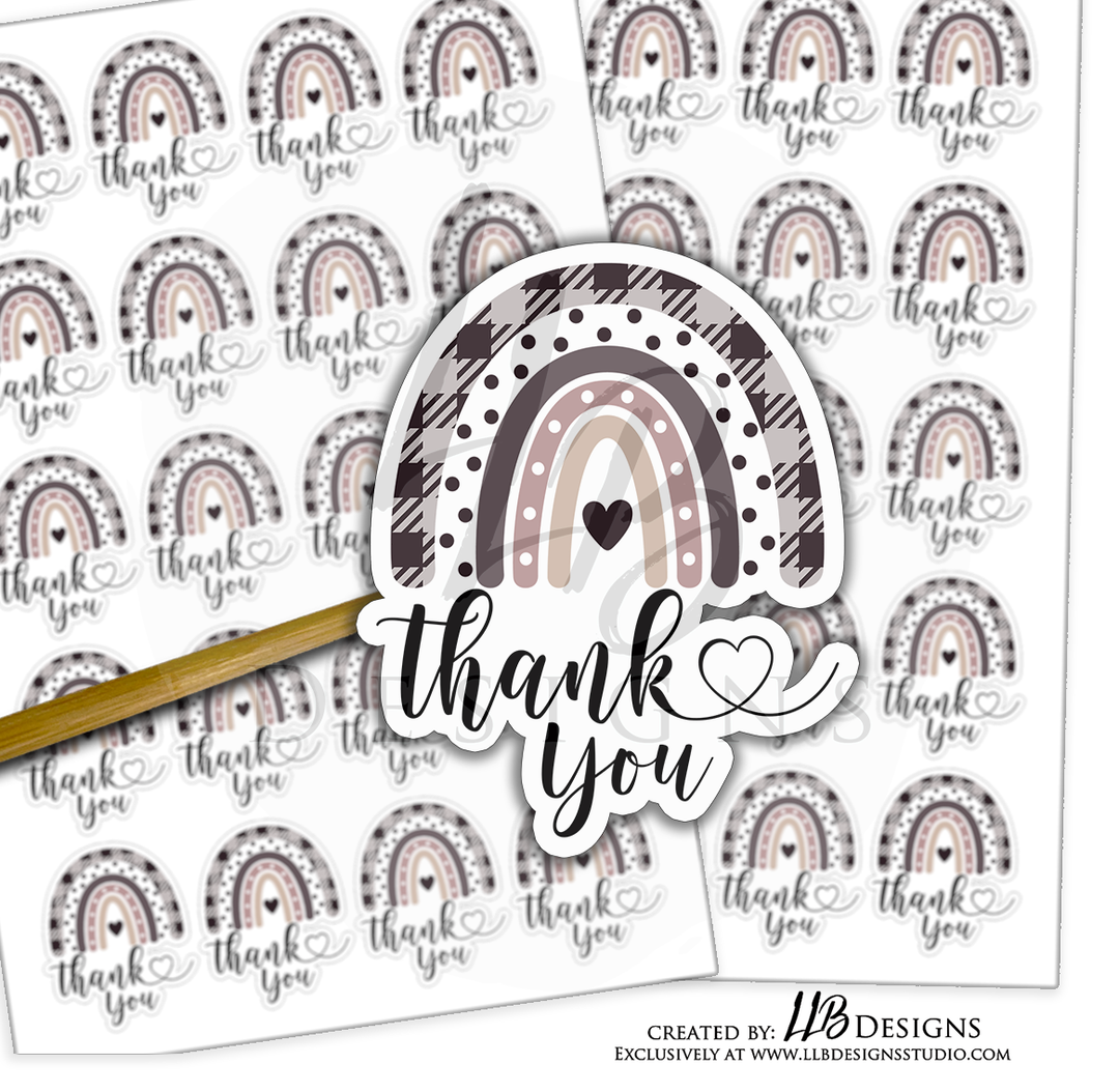 Rainbow Plaid Thank You | Packaging Stickers | Business Branding | Small Shop Stickers | Sticker #: S0075 | Ready To Ship