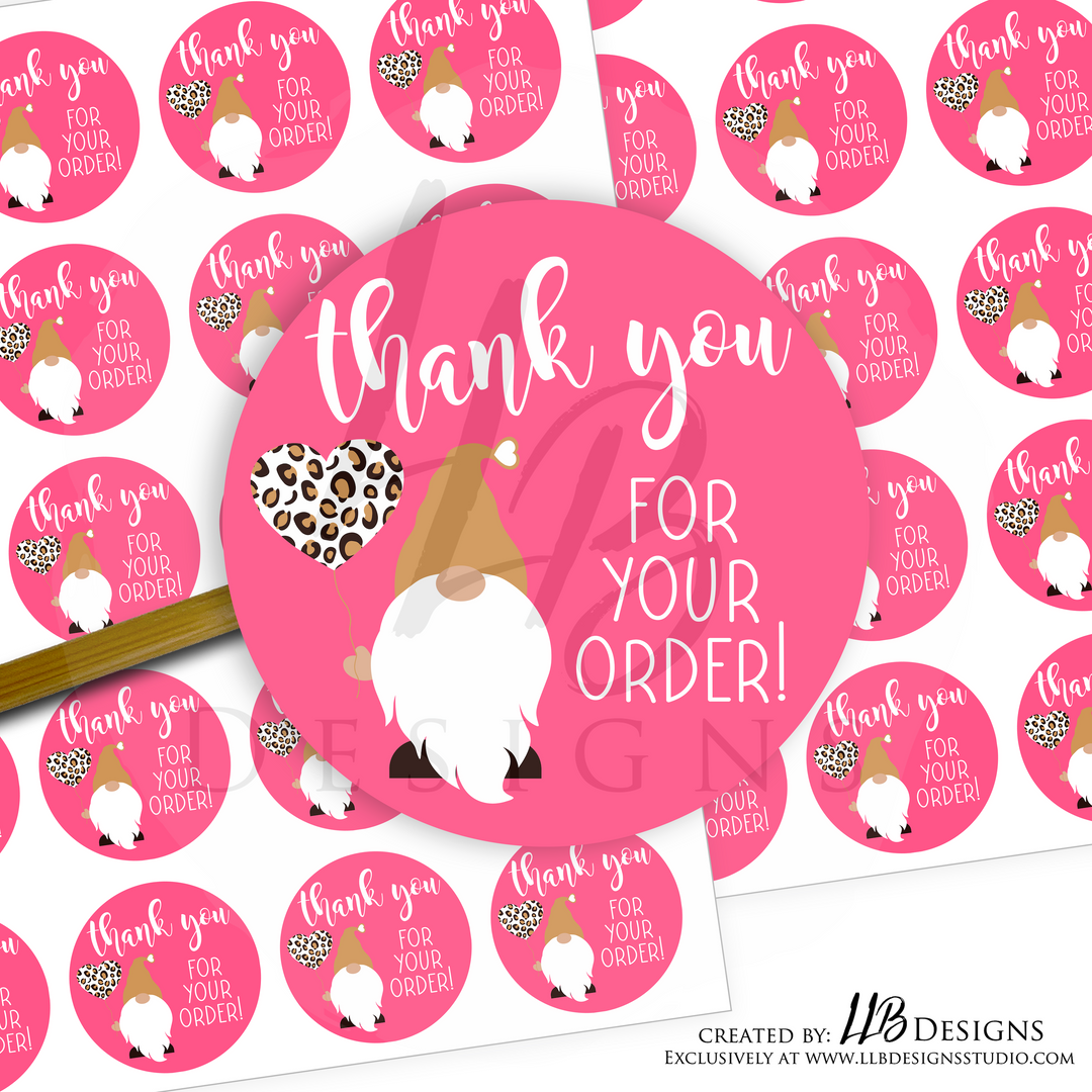 Pink Cheetah Thank You For Your Order | Packaging Stickers | Business Branding | Small Shop Stickers | Sticker #: S0033 | Ready To Ship