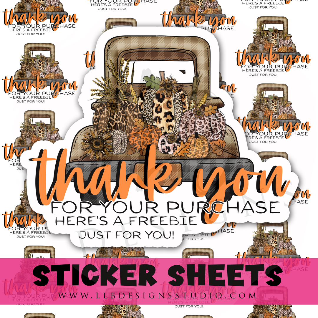 Thank You Freebie Truck | Packaging Stickers | Business Branding | Small Shop Stickers | Sticker #: S0458 | Ready To Ship