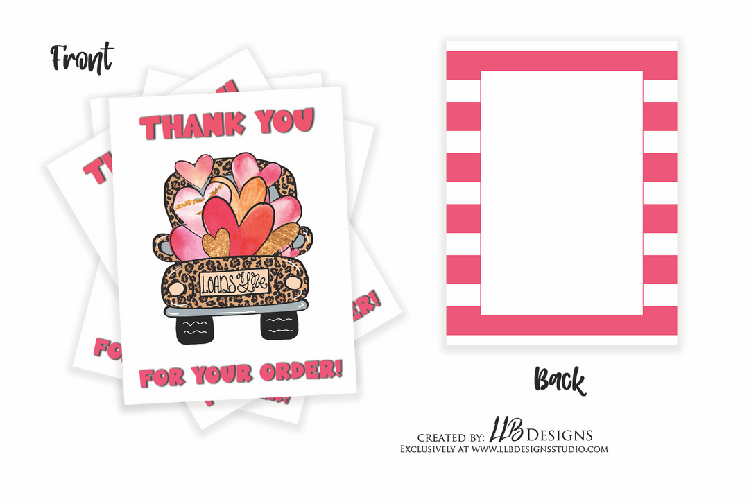 Packaging Insert | Hearts Pink Truck | SIZE 4 X 3 INCHES | Card Number: TY06 | Ready To Ship