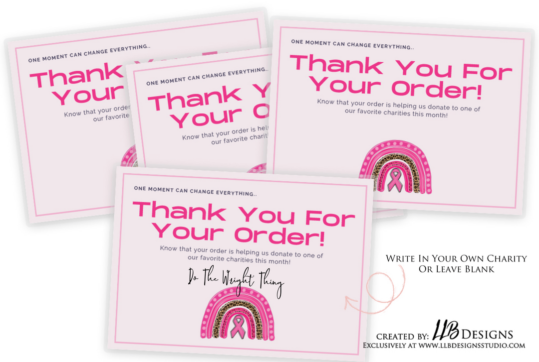 Breast Cancer Edition - Non Custom - Thank You Card - Write In Or Leave Blank | SIZE 3 X 4 INCHES | Card Number: TY017 | Ready To Ship